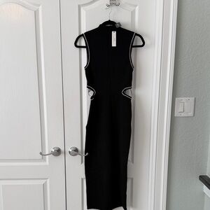 Elegant Black Sleeveless Cut Out Sweater Dress